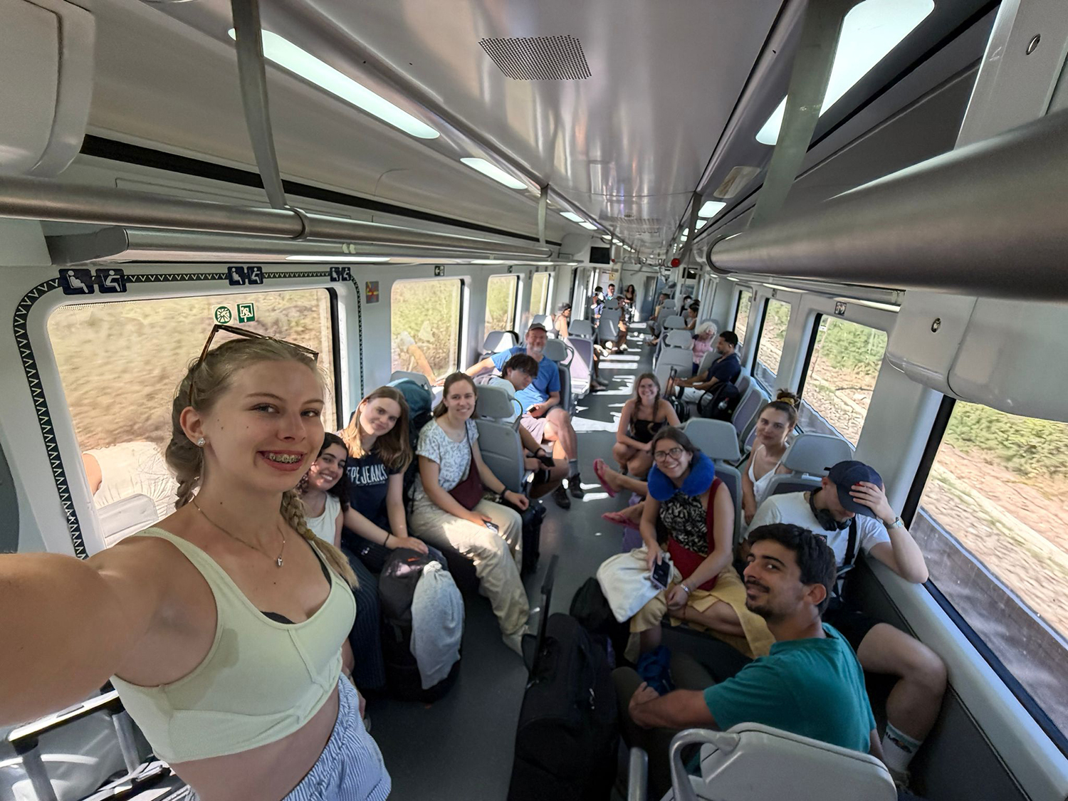 TDFF volunteers travel together by train to Spain, making green travel and sustainable mobility part of their international Summer Seminar experience. TDFF volunteers travel together by train to Spain, making green travel and sustainable mobility part of their international Summer Seminar experience.