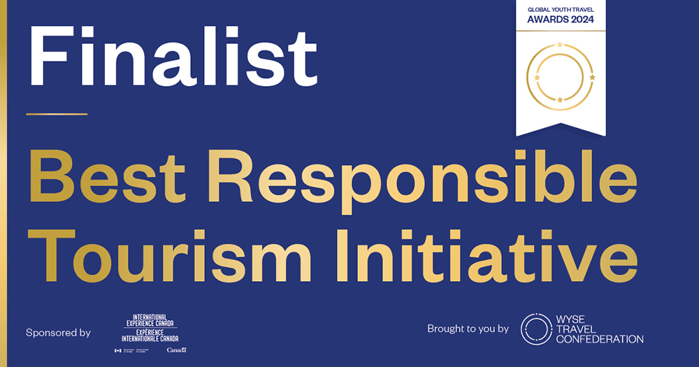The graphic presents the Travel Different for Future programme as a finalist in the Global Youth Travel Awards 2024 in the Best Responsible Tourism Initiative category.